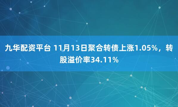 九华配资平台 11月13日聚合转债上涨1.05%，转股溢价率34.11%
